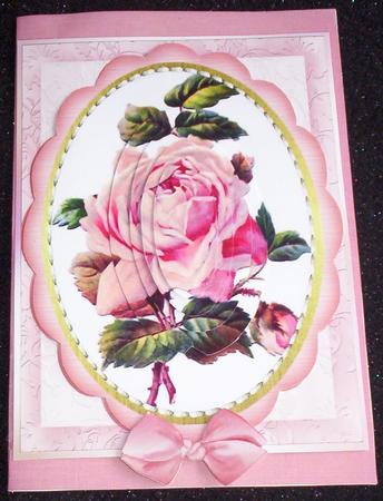 Lovely Pyramid Rose Ina Saddle Stitched Frame by Sharon Wilson