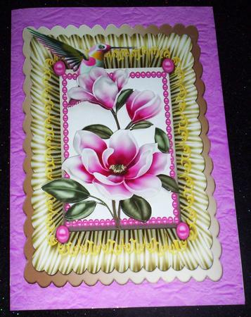 Pink Magnolia with Pretty Humming Bird by Sharon Wilson