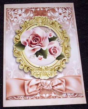 Pretty Peach Roses in Gold Ornate Frame A4 by Sharon Wilson