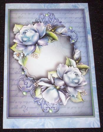 Beautiful Blue Roses & Script Frame + Extra Plaque by Sharon Wilson