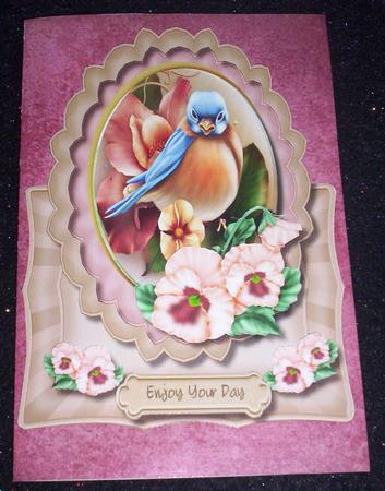 Love Topper or Easal Bird Among the Pansys by Sharon Wilson