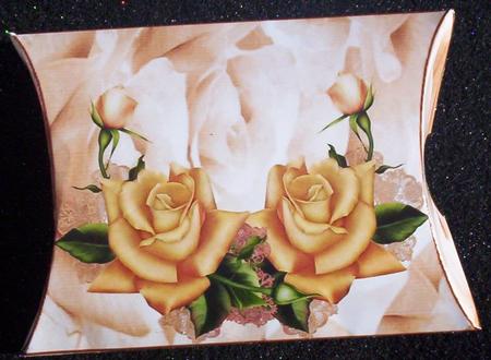 Lovely Yellow Roses on Cream Pillow Box  by Sharon Wilson