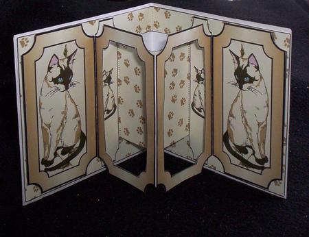 Blue Eyed Cat - Double Aperture Pop Out Card by Sharon Wilson
