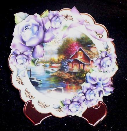 Lovely Plate and Stand, Shades of Summer by Sharon Wilson