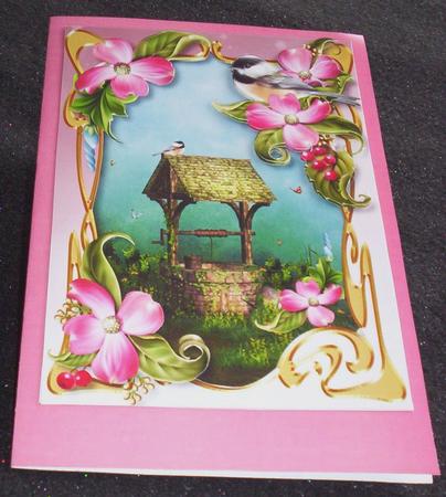 Art Nouveau Bird, Flowers & Wishing Well by Sharon Wilson