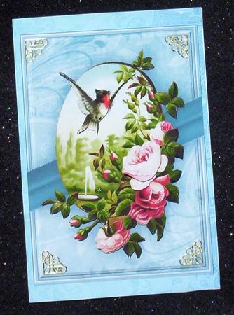 Vintage Bird and Roses Quick Card by Sharon Wilson