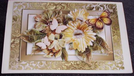 Dry Floral Arrangement in Gold Frame A4 by Sharon Wilson