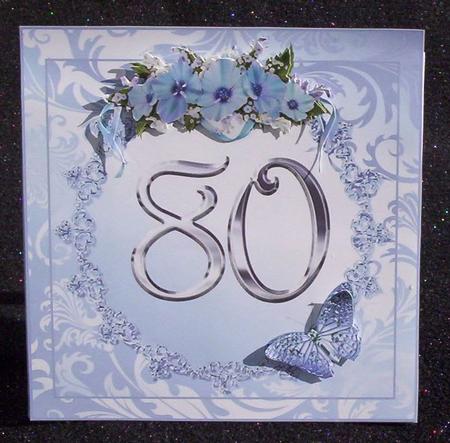 Butterflies and Flowers 80th Birthday or Anniversary Card by Sharon Wilson