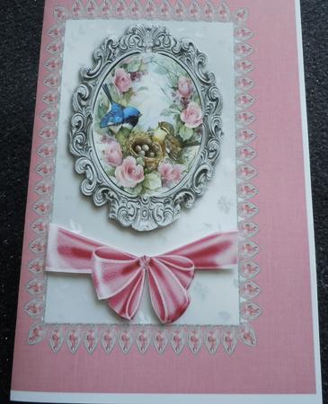 Pretty Birds in a Birds Nest in Ornate Frame A4 by Sharon Wilson
