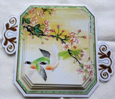 Oriental Birds 2 Oriental Fancy Emerald Decoupage Mini Kit by Sharon Wilson