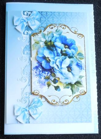 A Bouquet of Lilac/blue Flowers with Bows A4 by Sharon Wilson