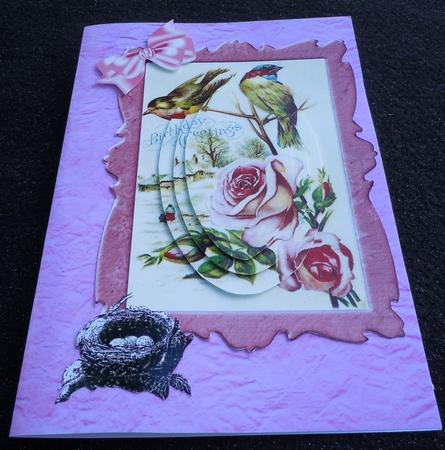 Birds and Pink Roses Oval Pyramids by Sharon Wilson