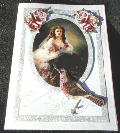 Beautiful Vintage Lady with Bird Topper & Card by Sharon Wilson