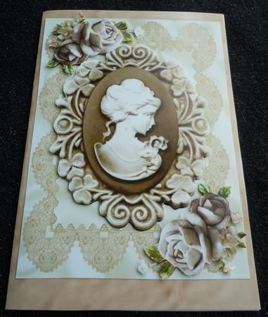 Vintage Lady Cameo in Coffee & Cream with Roses by Sharon Wilson
