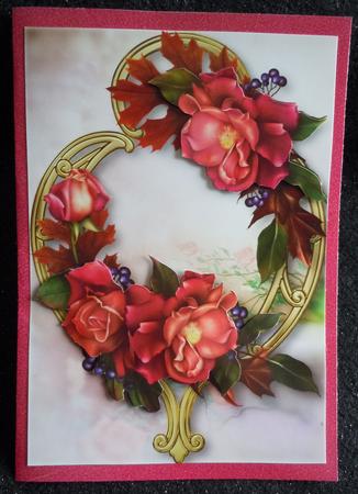 Roses Autumnal on Golden Frame by Sharon Wilson