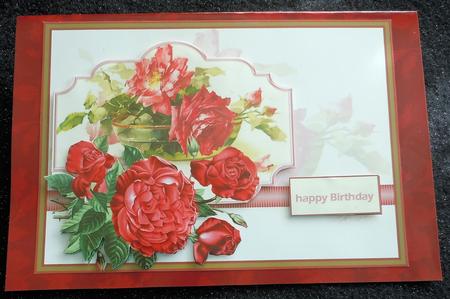 Vintage Red Rose Card with Decoupage by Sharon Wilson