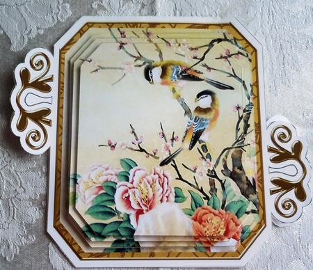 Oriental Birds 1 Oriental Fancy Emerald Decoupage Mini Kit by Sharon Wilson