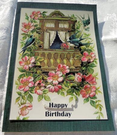 Vintage Birds and Flowers Panel Card Front by Sharon Wilson