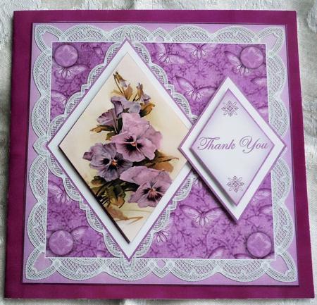 Pansies Thank You 7in Double Diamond Topper by Sharon Wilson