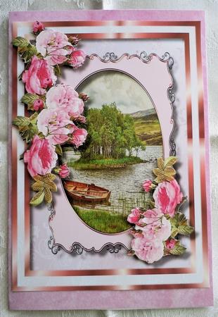 Beautiful Lake Scene and Roses  by Sharon Wilson