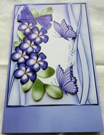 Pretty Purple Flowers and Butterflies on Lace A4 by Sharon Wilson