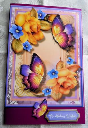 Lovely Apricot Roses and Butterfly's  by Sharon Wilson
