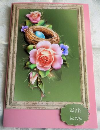 Beautiful Framed Spring Roses & Birds Nest by Sharon Wilson