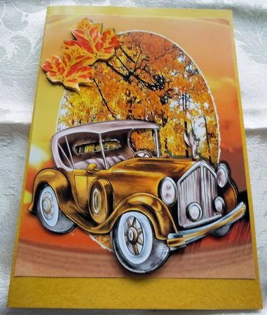 Autumn Run Lovely Vintage Car with Leaves by Sharon Wilson
