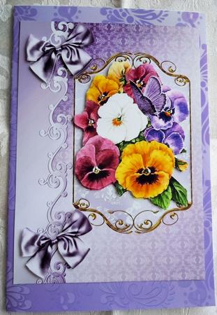 Pretty Coloured Pansies with Bows A4 by Sharon Wilson