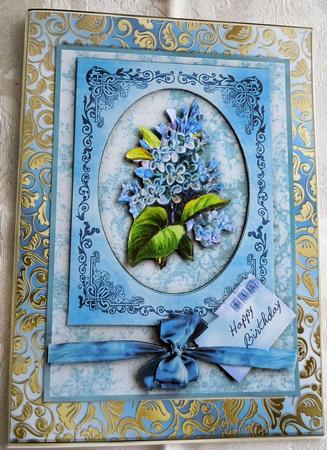Faded Lilac Flowers - Card Front with Decoupage by Sharon Wilson