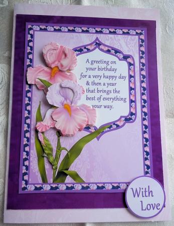 Pink & Lilac Irises Decoupage by Sharon Wilson