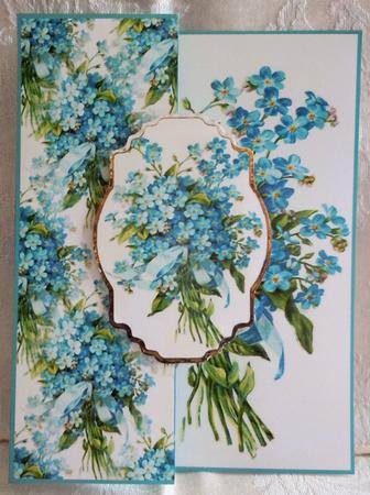 Blue Floral Card Foldback Card with Toppers by Sharon Wilson