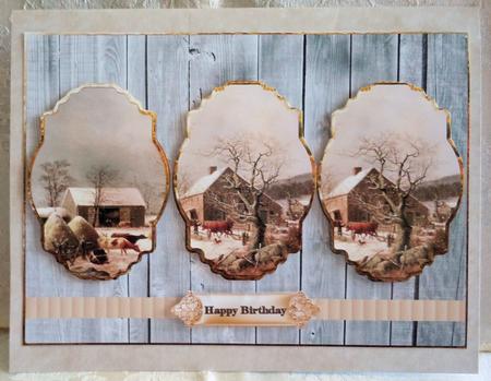 Farm at Winter Panel Card with Toppers by Sharon Wilson