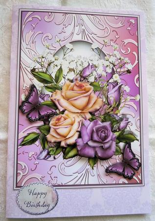 Roses on a Shimmering Swirl Frame Card Front by Sharon Wilson