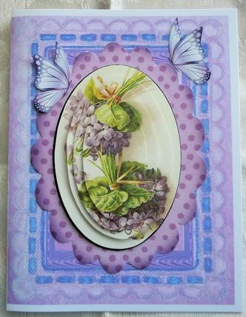 Lilac Flowers in Scalloped Frame with Butterflies Pyramids by Sharon Wilson