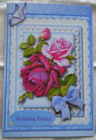 Beautiful Lilac Roses on Stunning Lace  by Sharon Wilson