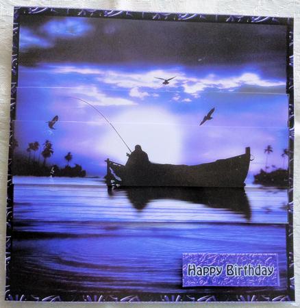 Sunset Canoe Fishing Purple Lilac 6x6 by Sharon Wilson