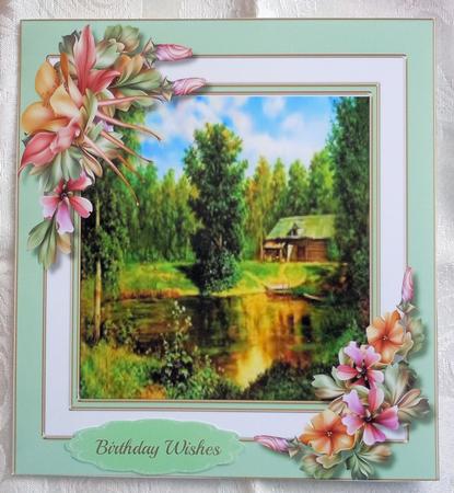 Beautiful Lake Scene with Fleursdelaforet Flowers  by Sharon Wilson