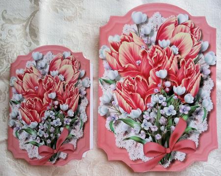 Print, Cut and Fold , Beautiful Salmon Pink Tulips by Sharon Wilson