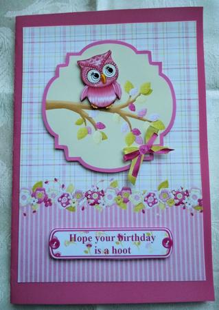 Pink Owl Topper & Decoupage by Sharon Wilson