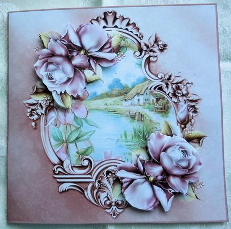 House on the Riverbanks with Rose Decoupage by Sharon Wilson