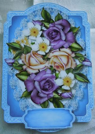 Print, Cut, and Fold, Beautiful Lilac and Cream Roses  by Sharon Wilson