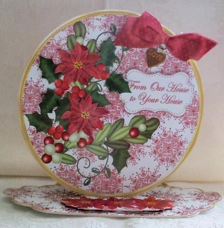 Hot Pink Poinsettia Ours to Yours Circle Easel Card m Kit by Sharon Wilson