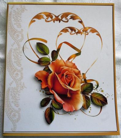 Golden Hearts Anniversary Topper with Decoupage by Sharon Wilson