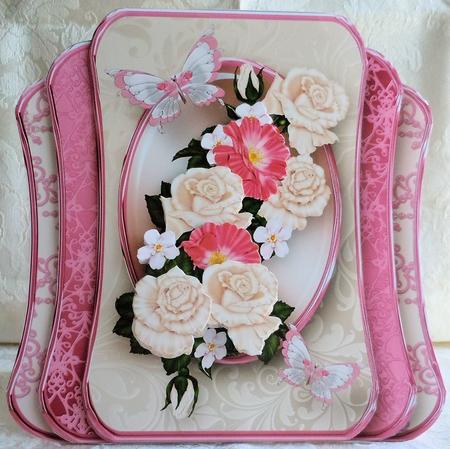 Cream and Pink Bouquet - Three Layer Card Mini Kit by Sharon Wilson
