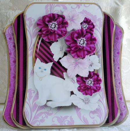 White Kitty - Three Layer Card Mini Kit by Sharon Wilson