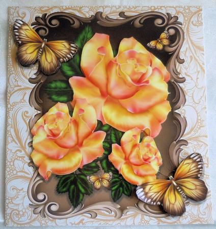 Beautiful Peach Rose's & Butterflies 8x8 Mini Kit by Sharon Wilson