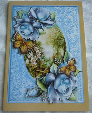 Early Morn! Adorned with Blue Roses A4 by Sharon Wilson