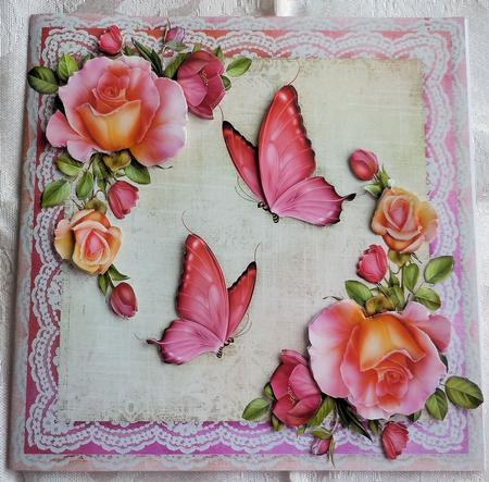 Cardtopper Roses and Butterflies 560 by Sharon Wilson