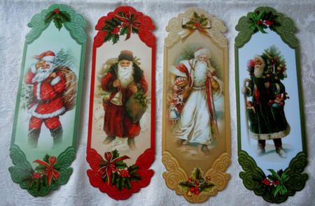 4 Traditional Santa Toppers / Bookmarks by Sharon Wilson
